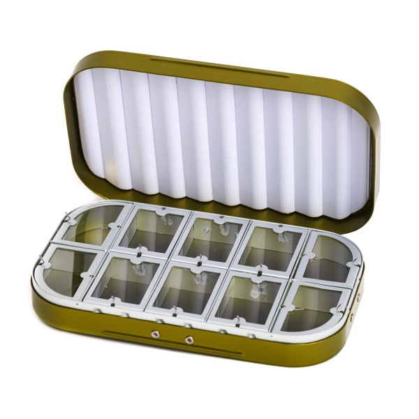 Flydressing Aluminium box 10 compartments - Olive